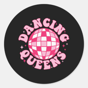 Pegatina Redonda Reina del Baile Damas de Honor Retro Disco Despedi