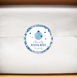 Pegatina Redonda Reina del baile fiesta griega musical disco de Des