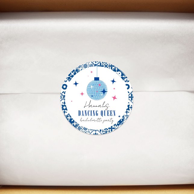 Pegatina Redonda Reina del baile musical disco griego de soltera (Subido por el creador)