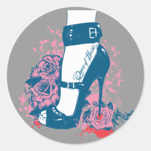Pegatina Redonda Reina del diseño de zapatos de duelo