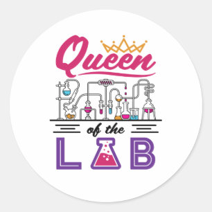 Pegatina Redonda Reina del Laboratorio Técnico Científico