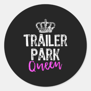 Pegatina Redonda Reina del parque de casas rodantes para mujeres di