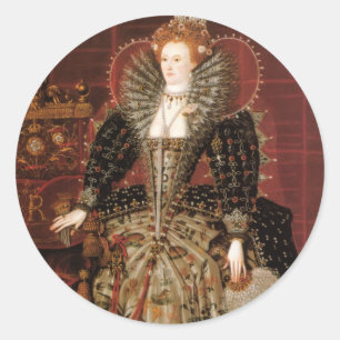 Pegatina Redonda Reina Isabel I de Inglaterra