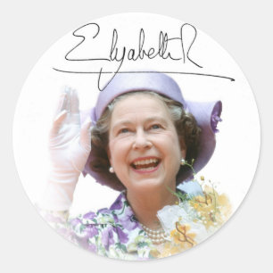 Pegatina Redonda Reina Isabel II
