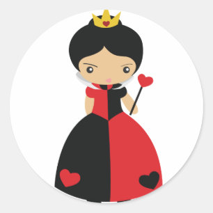 Pegatina Redonda Reina linda del KRW de corazones