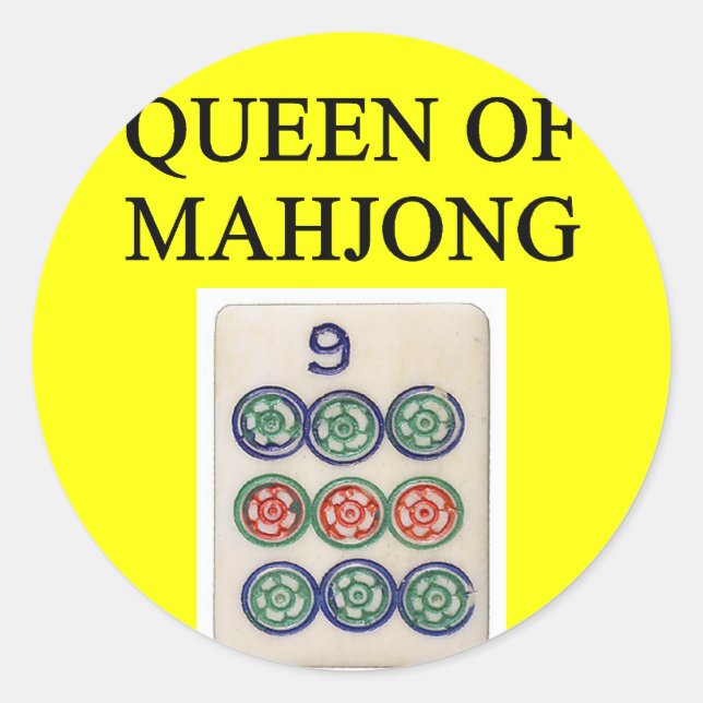 Pegatina Redonda Reina MAHJONG (Anverso)