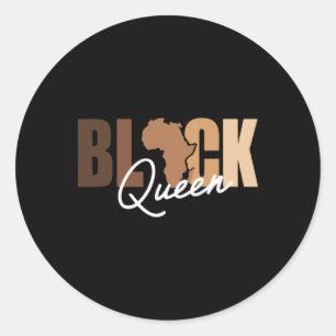 Pegatina Redonda Reina Negra Afro Droga Orgullosa Melanina Africana