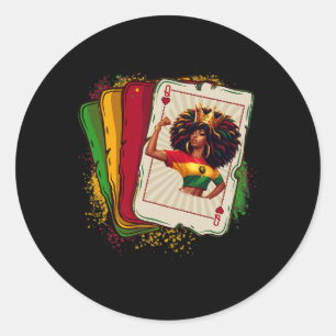 Pegatina Redonda Reina Negra De Cartas De Corazones Juego De Baraja