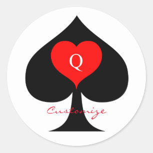 Pegatina Redonda Reina negra de espadas de corazón rojo Thunder_Cov