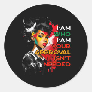 Pegatina Redonda Reina negra decimoctavo mes de historia negra afri