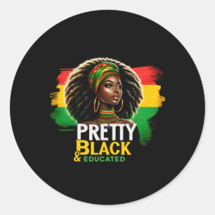 Pegatina Redonda Reina Negra Hermosa Negra Y Educada Historia Negra