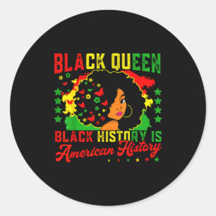 Pegatina Redonda Reina negra historia negra es historia americana m