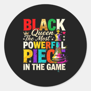 Pegatina Redonda Reina Negra La Pieza Más Poderosa En El Juego Orgu