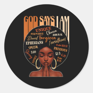 Pegatina Redonda Reina Negra Mujer Dios Dice Que Soy Hist Melanina