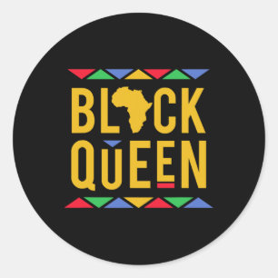 Pegatina Redonda ¡Reina Negra! Orgullo Afroamericano
