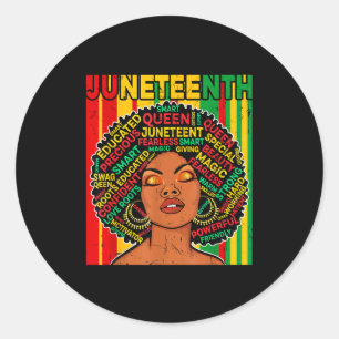 Pegatina Redonda Reina retro de Juneteenth melanina afroamericana