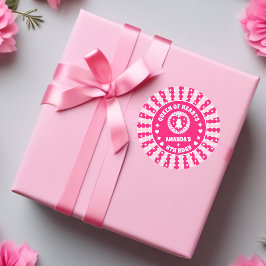 Pegatina Redonda Reina Rosa Retro Del Corazón Cumpleaños