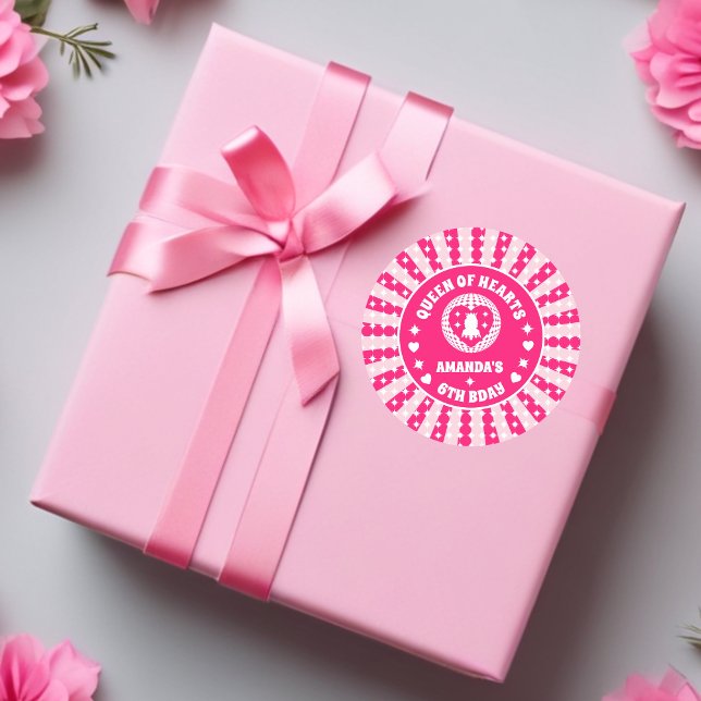 Pegatina Redonda Reina Rosa Retro Del Corazón Cumpleaños (Subido por el creador)