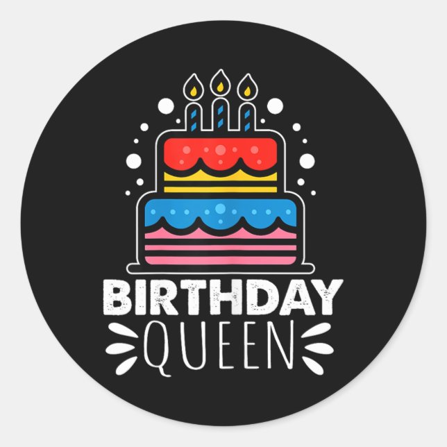 Pegatina Redonda Reinas alegres de cumpleaños divertidos cita (Anverso)