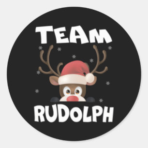 Pegatina Redonda Reindeer Deer del equipo Rudolph