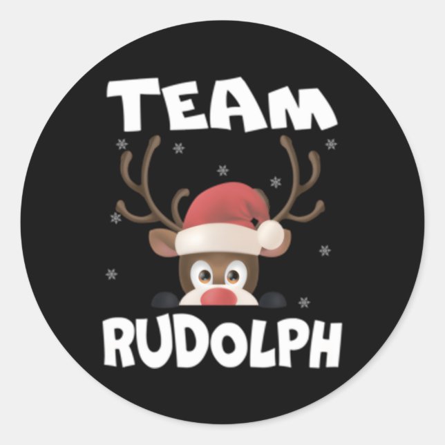 Pegatina Redonda Reindeer Deer del equipo Rudolph (Anverso)