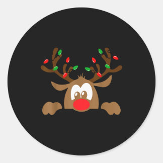 Pegatina Redonda Reindeer Face Matching Family Christmas Deer Girl