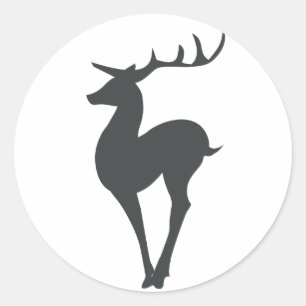 Pegatina Redonda Reindeer Silhouette