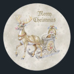 Pegatina Redonda Reindeer Sleigh Christmas Sticker<br><div class="desc">Hermoso reno Sleigh Christmas Sticker</div>