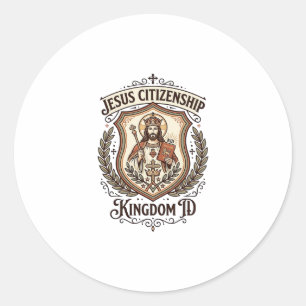 Pegatina Redonda Reino de Ciudadanía de Jesús ID Reino de Ciudadaní
