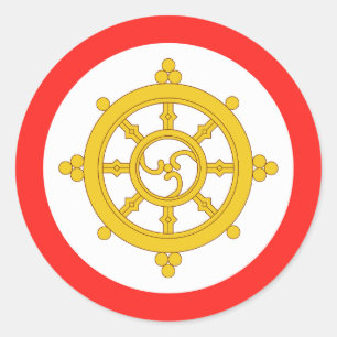 Pegatina Redonda Reino de la Bandera Sikkim