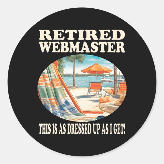 Pegatina Redonda Relajación de Webmaster Retirada (Anverso)