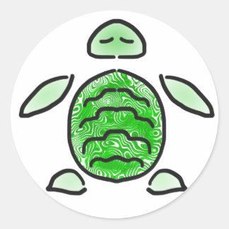 Pegatina Redonda Relajada Turtle Sea Cutie