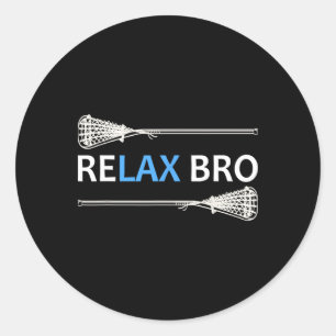 Pegatina Redonda Relájate Bro Lacrosse. Funny Lax Team Lacrosse