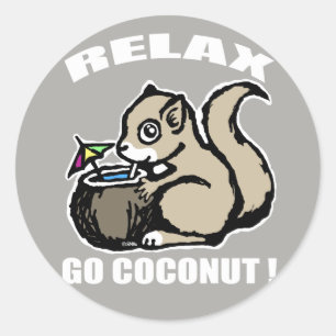 Pegatina Redonda ¡Relájate! Ir Coconut