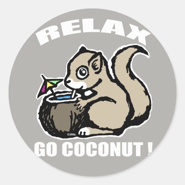 Pegatina Redonda ¡Relájate! Ir Coconut (Anverso)