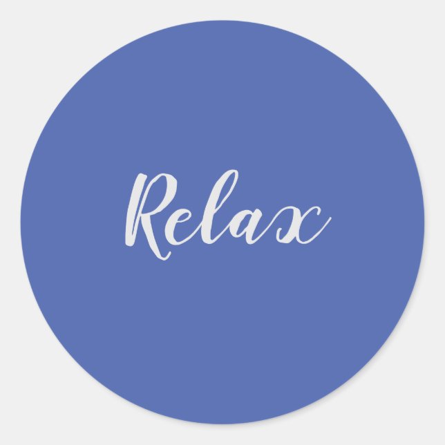 Pegatina Redonda Relájate la palabra en azul (Anverso)