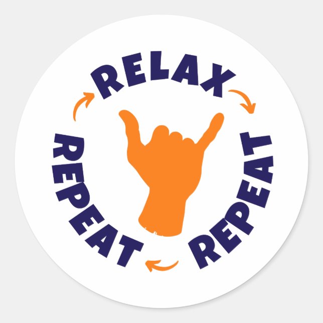 Pegatina Redonda Relájate. Repite. Repite. (Anverso)