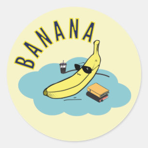 Pegatina Redonda Relájese con una banana