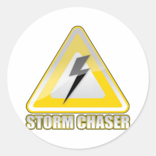 Pegatina Redonda Relámpago 2 del cazador de la tormenta