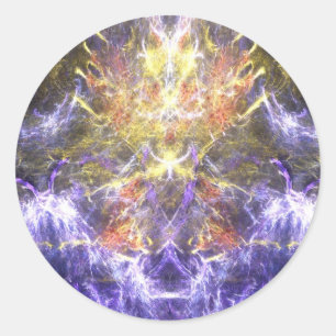 Pegatina Redonda Relámpago en las montañas