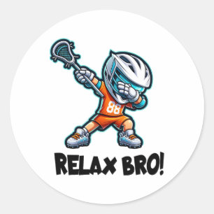 Pegatina Redonda Relax Bro Dabbing Lacrosse Player Funny Lax Graphi