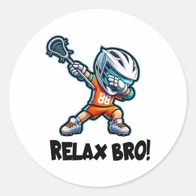 Pegatina Redonda Relax Bro Dabbing Lacrosse Player Funny Lax Graphi (Anverso)