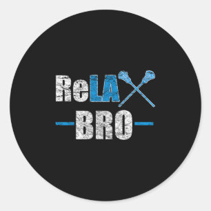 Pegatina Redonda Relax Bro Funny Lacrosse Player Chiste Cita Lax St
