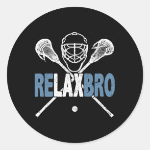 Pegatina Redonda Relax Bro Funny Lacrosse Player Coach Chiste Lax L