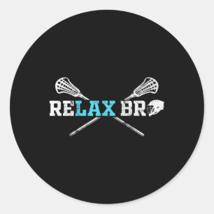 Pegatina Redonda Relax Bro Funny Lacrosse Player Lax Lover Chiste