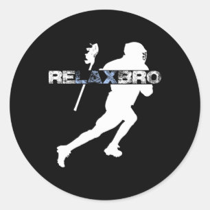 Pegatina Redonda Relax Bro Funny Lacrosse Player Lax Lover Chiste T