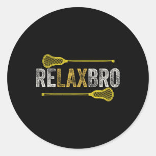 Pegatina Redonda Relax Bro Funny Lacrosse Player Lax Lover Chiste T