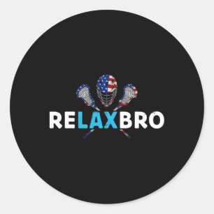 Pegatina Redonda Relax Bro Funny Lacrosse Player Lax Lover Chiste T