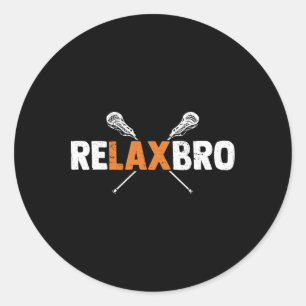 Pegatina Redonda Relax Bro Funny Lacrosse Player Lax Lover Lacrosse