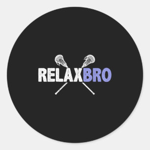 Pegatina Redonda Relax Bro Funny Lacrosse Player Pun Cita Lax Stic